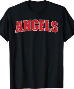 Angels California Souvenir Trip College Style Red Text Shirt
