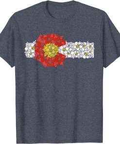 Colorado Columbine Flowers & State Flag Retro Graphic Shirt