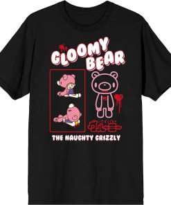 Gloomy Bear Naughty Grizzly Anime Juniors Black Graphic Tee Shirt