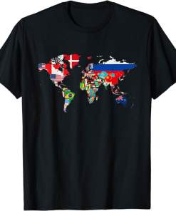 International World Flags T-shirt Flags World Map for kids Shirt