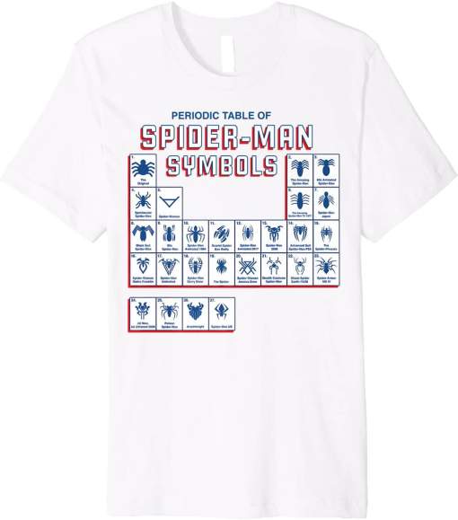 Marvel Spider-Man Periodic Table Of Spider-Man Symbols Premium Shirt