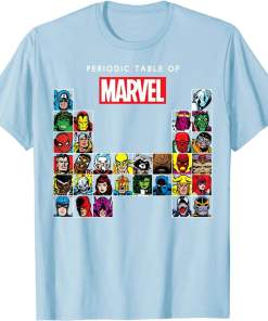 marvel periodic table of heroes villains retro shirt (1)