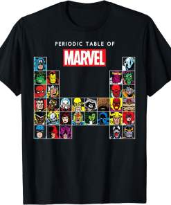 Marvel Periodic Table Of Heroes & Villains Retro Shirt