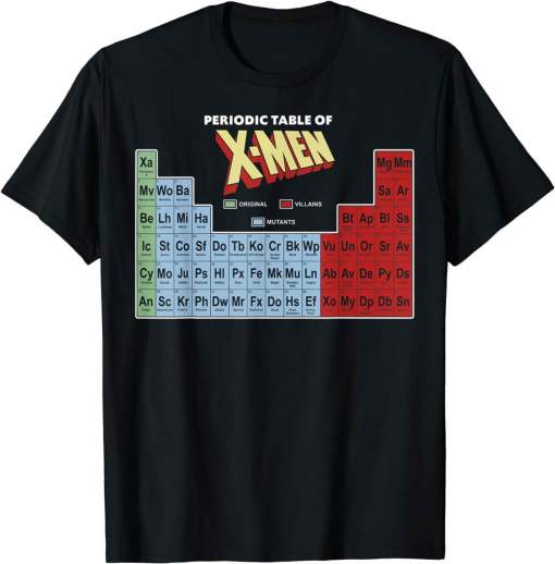 Marvel Periodic Table Of X-Men Elements Colorful Shirt