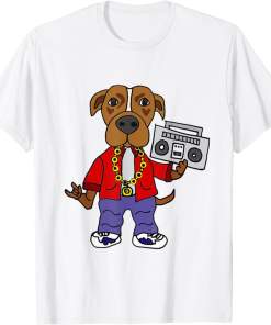 Smileteesmusica Funny Pit bull Dog Rap Music Rapper Cartoon Shirt