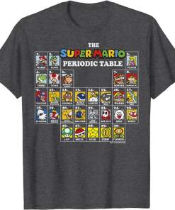 super mario periodic table of characters graphic shirt (1)