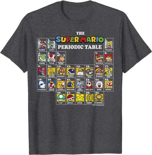 Super Mario Periodic Table Of Characters Graphic Shirt