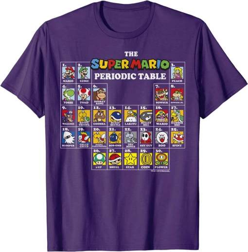 Super Mario Periodic Table Of Characters Graphic T-Shirt