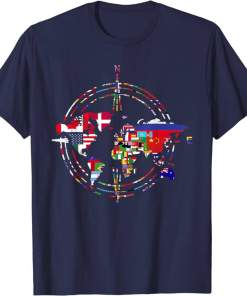 Traveler Country Flags Compass Globe Traveling World Map Shirt